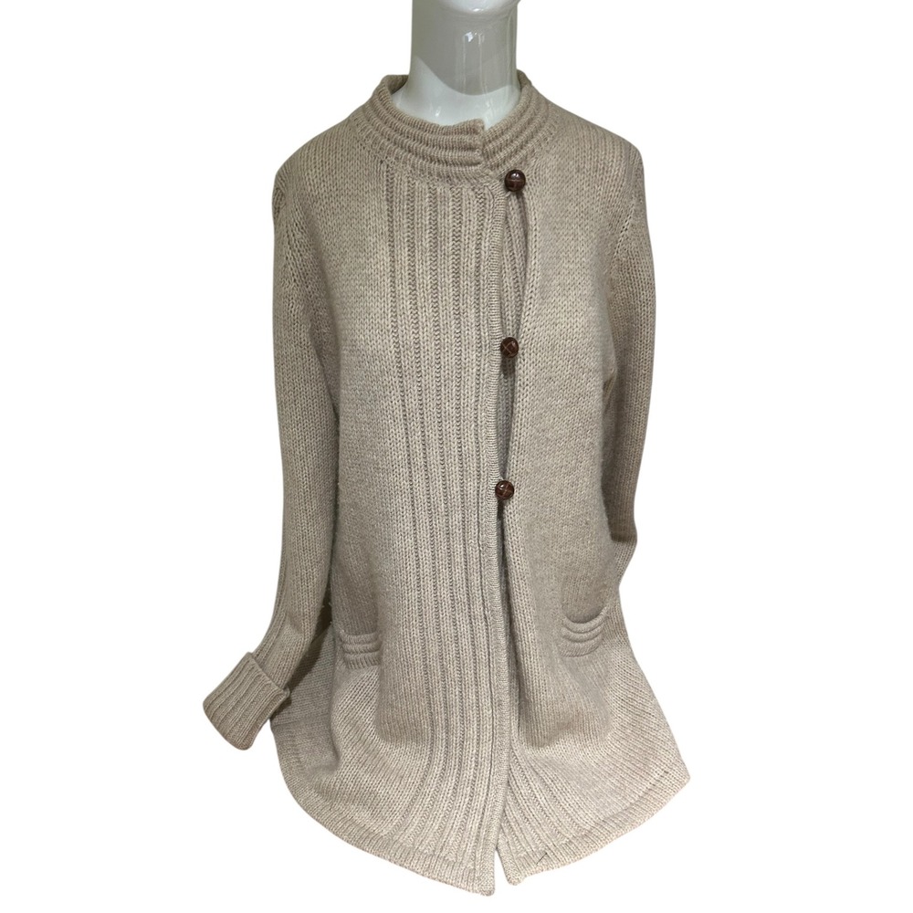 Vintage Spanner Imports Ltd Wool Cardigan Natural‎ Fibers Oatmeal Hong Kong Sz L